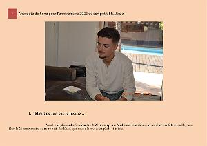 ANECDOTE DE RENE POUR L ANNIVERSAIRE 2022 DE SON PETIT FILS ENZO